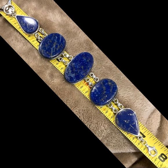 Southwestern Lapis Lazuli Sterling Silver Bracelet - Picture 3 of 15